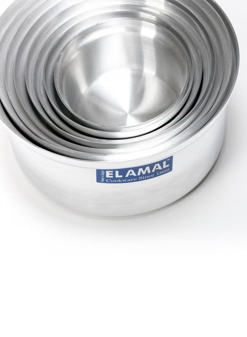 ELAMAL Al Amal Silver Aluminum Cookware Set – 8 Pieces (16 to 30 cm), Durable and Easy to Clean Cooking Pots - Image 5
